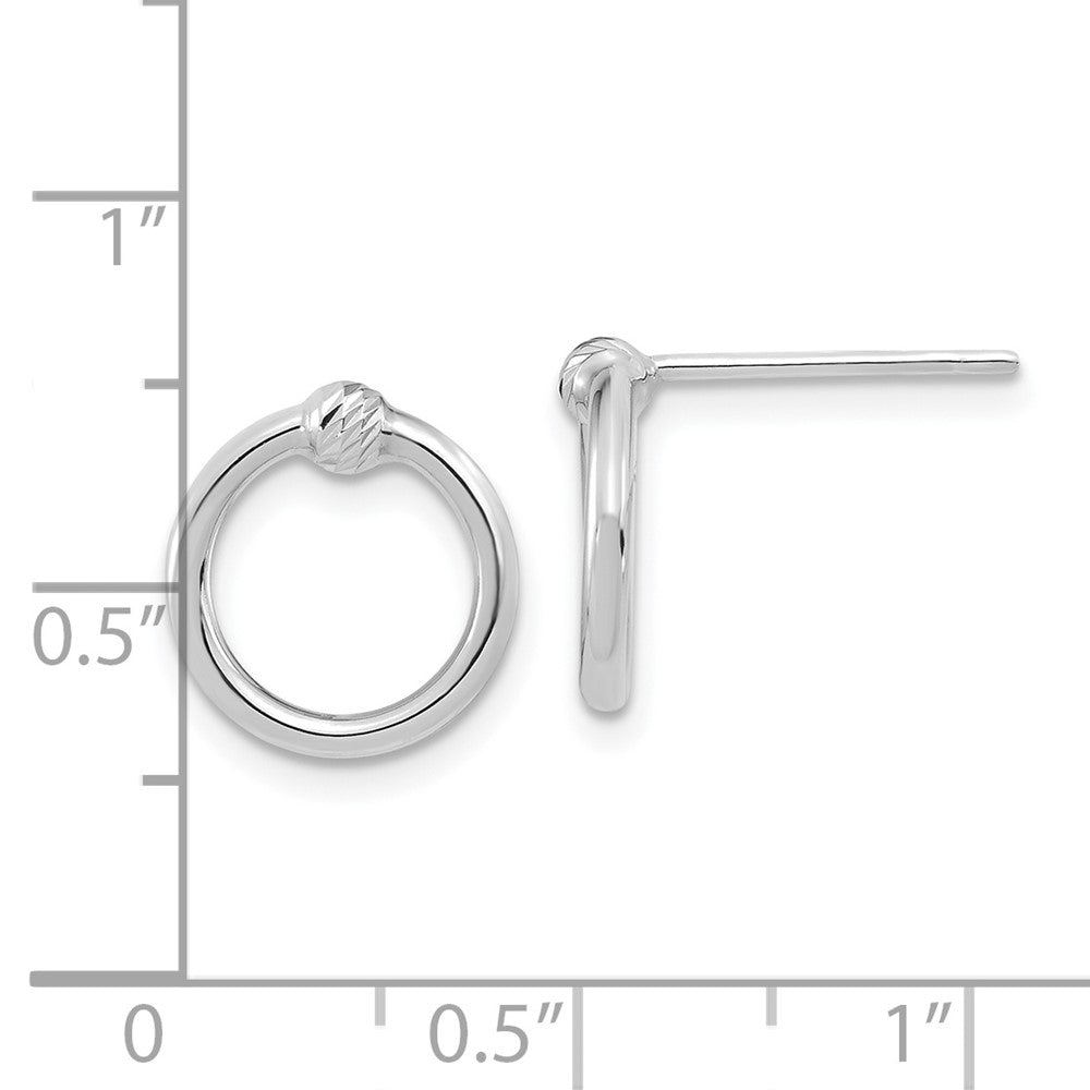 14k White Gold Polished D/C Circle Post Earrings
