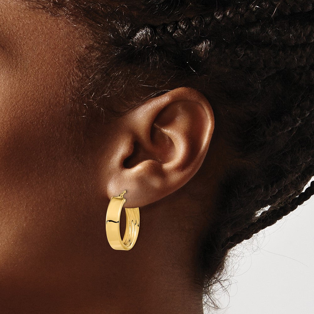 14K Polished and Textured Inside Hoop Earrings