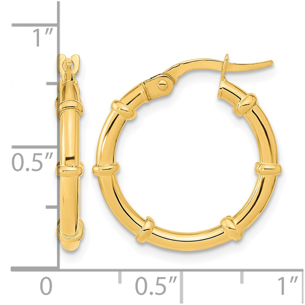 14K Polished and Fancy Hoop Earrings
