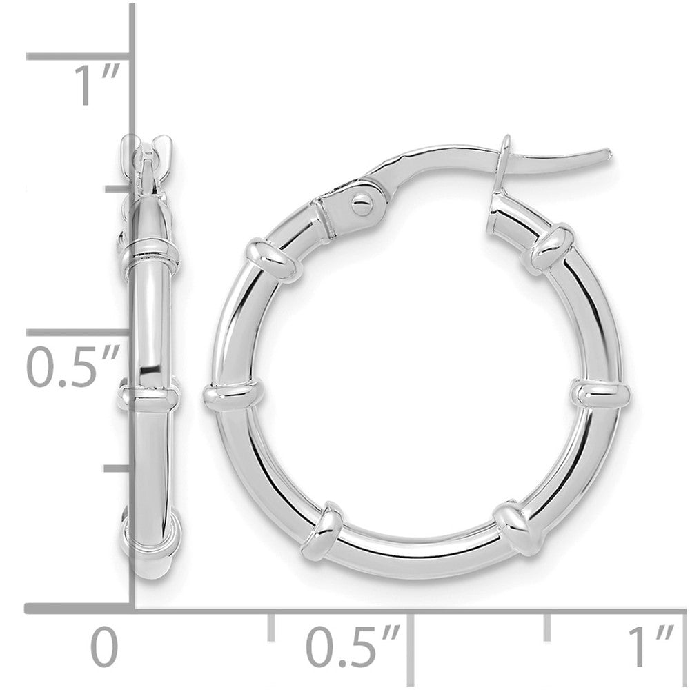 14K White Polished Fancy Hoop Earrings