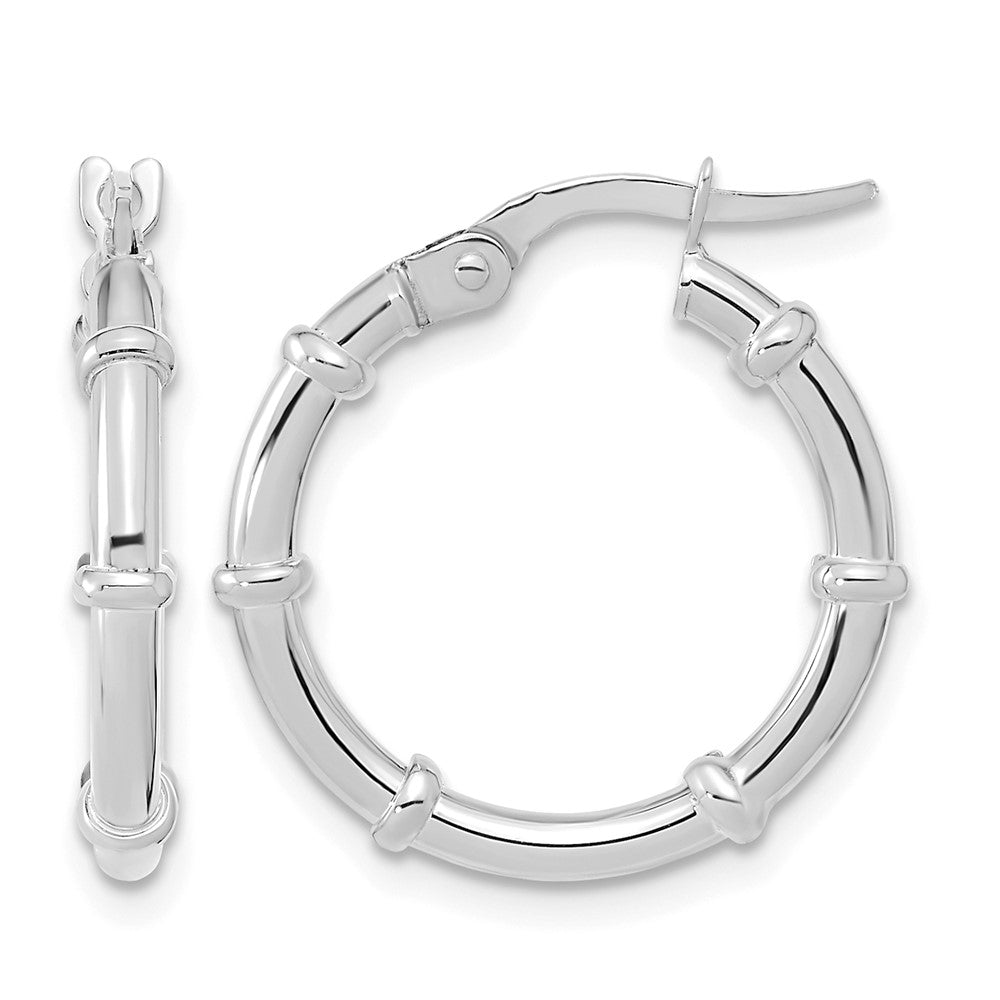 14K White Polished Fancy Hoop Earrings