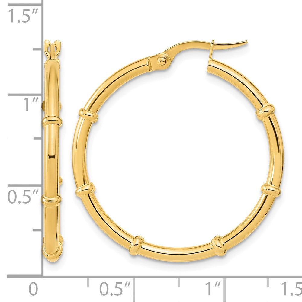 14K Polished and Fancy Hoop Earrings