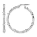14K White Polished Fancy Hoop Earrings