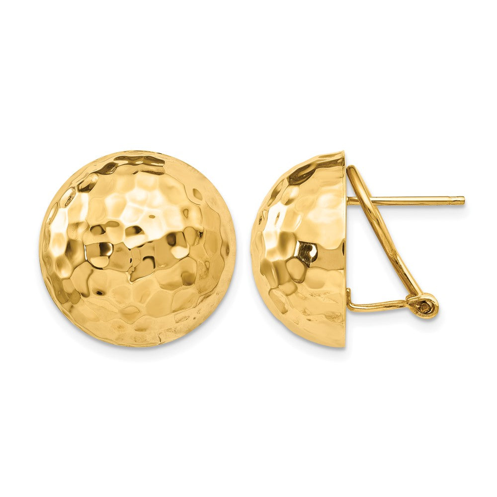 14k Hammered Omega Back Post Earrings