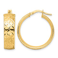 14K Polished Textured Hoop Earrings