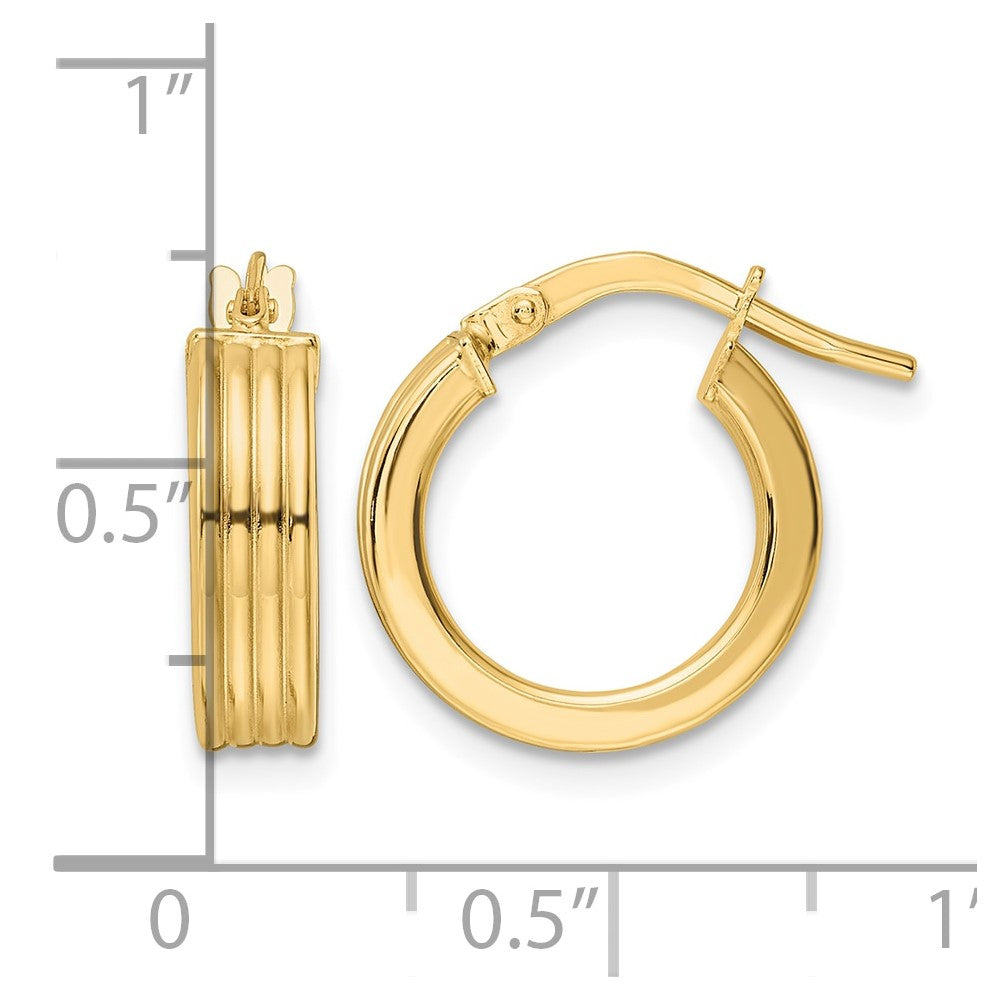 14K Polished Textured Hoop Earrings