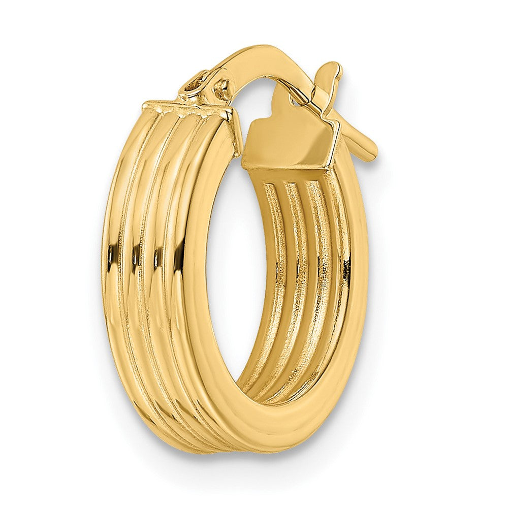Single 14K Polished Textured Hoop Earring