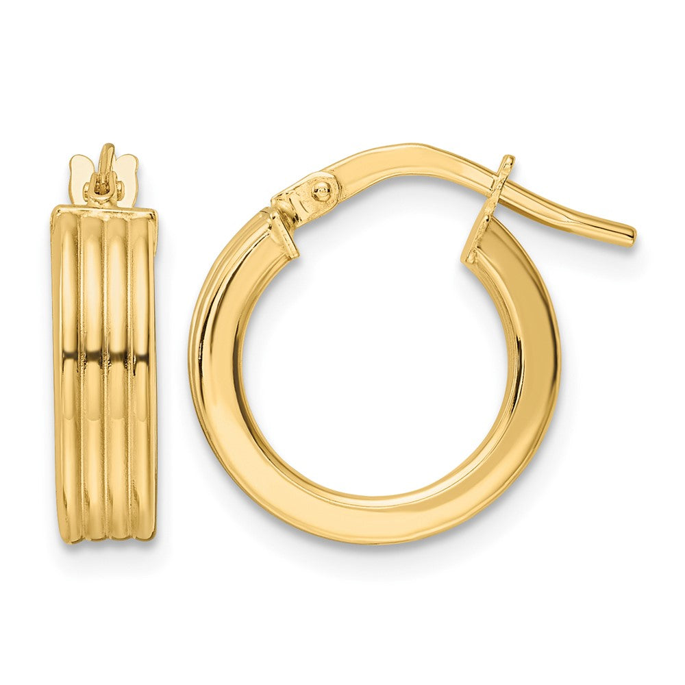 14K Polished Textured Hoop Earrings