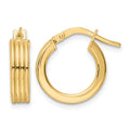 14K Polished Textured Hoop Earrings