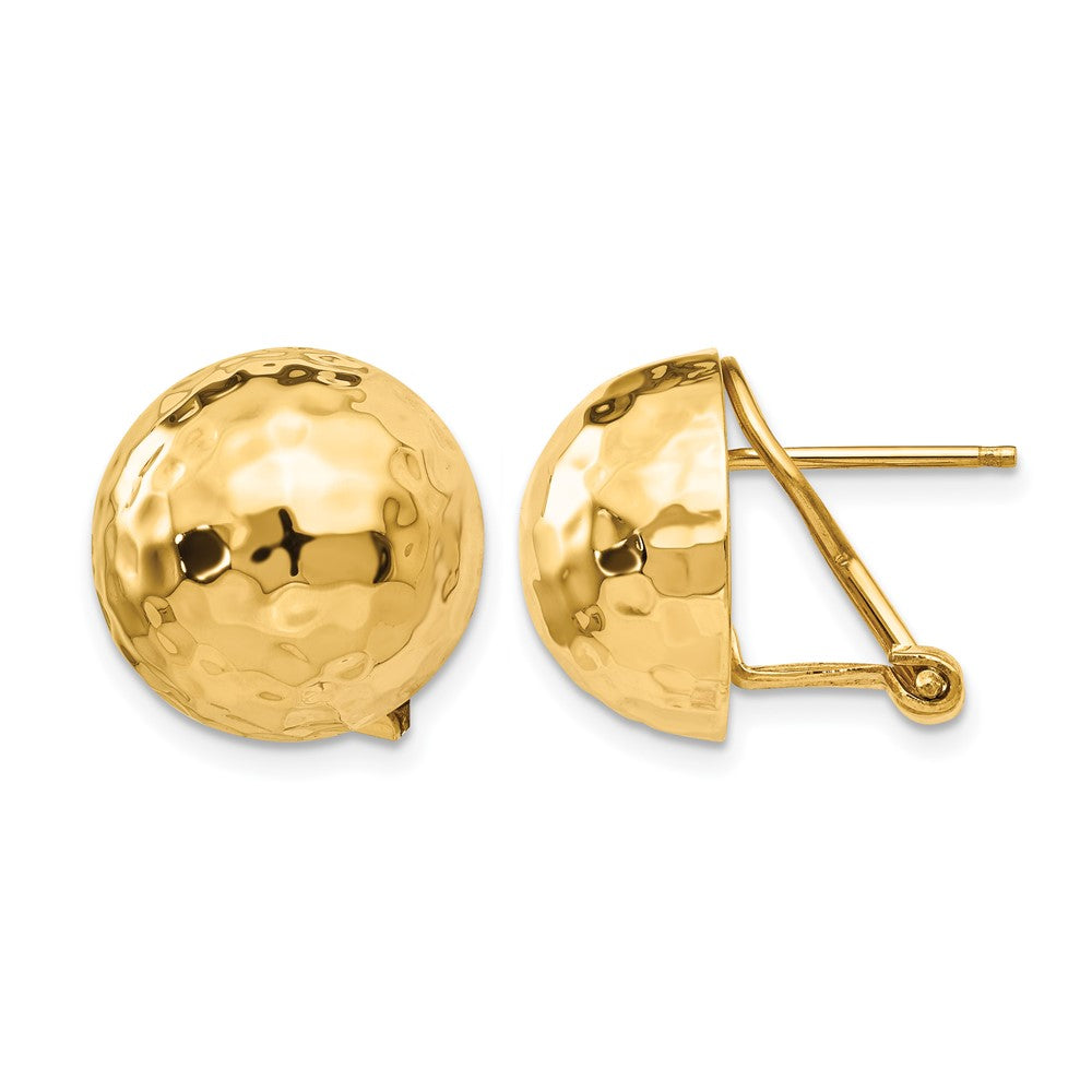 14k Hammered Omega Back Post Earrings