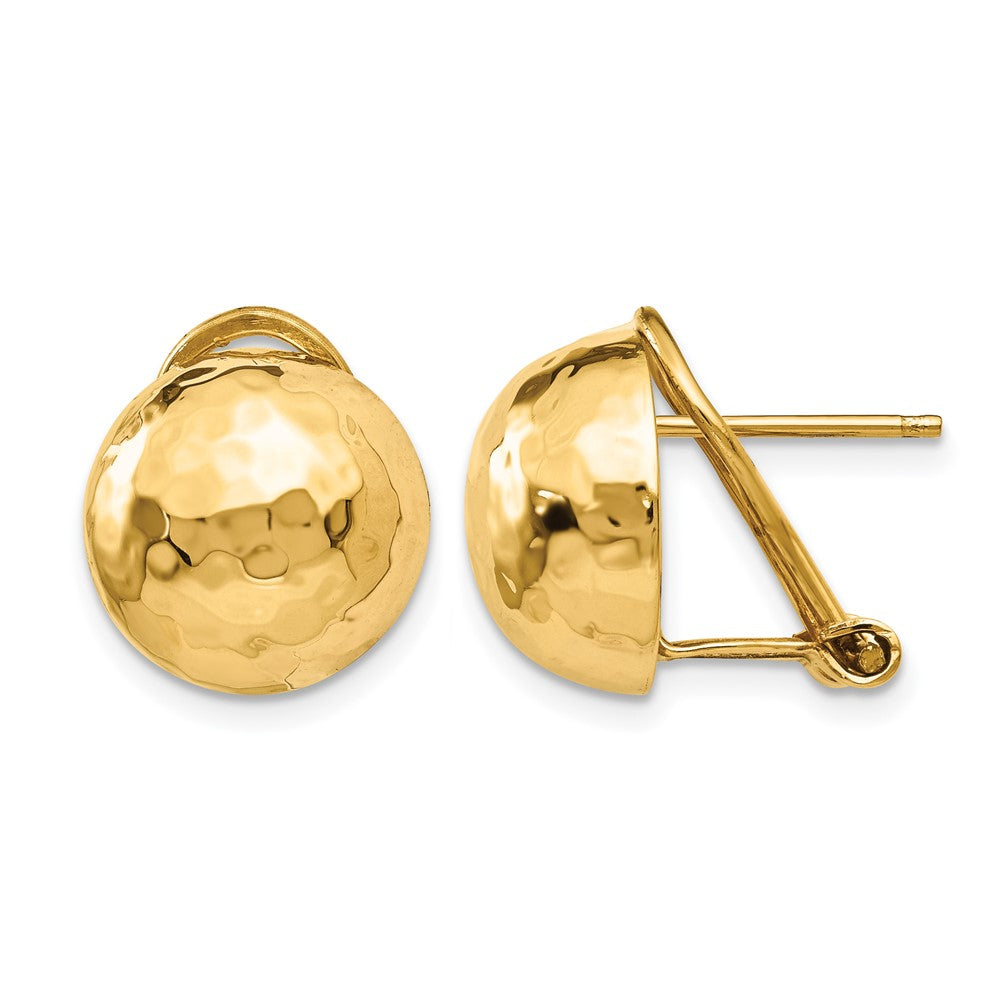 14k Hammered Omega Back Post Earrings