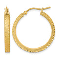 14K Polished Satin Diamond-cut Fancy Hoop Earrings