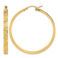 14K Polished and Satin Greek Pattern Hoop Earrings
