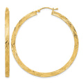 14K Polished and Textured Hoop Earrings