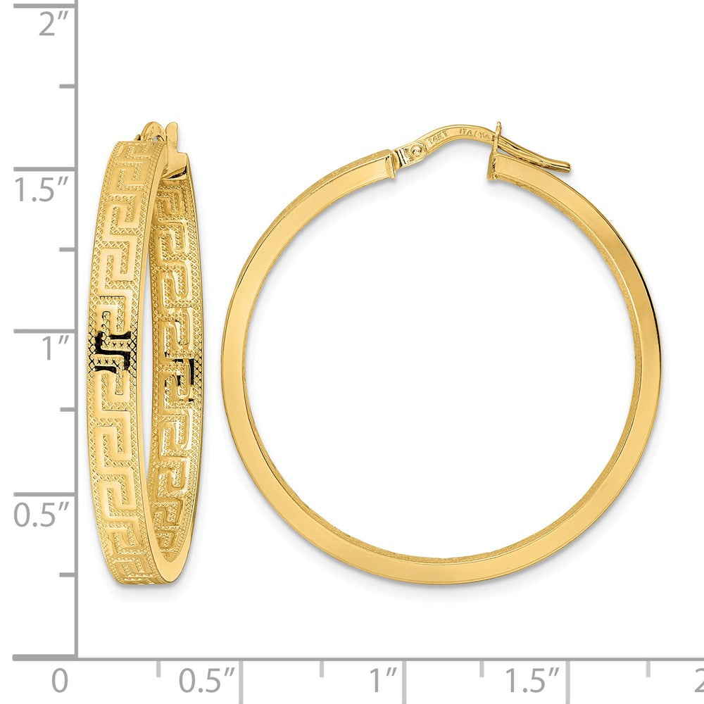 14K Greek Key Hoop Earrings
