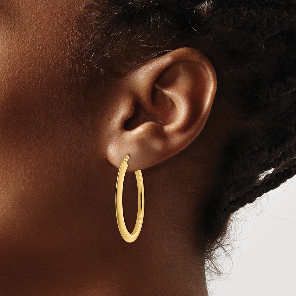 14K Polished Oval Hoop Earrings