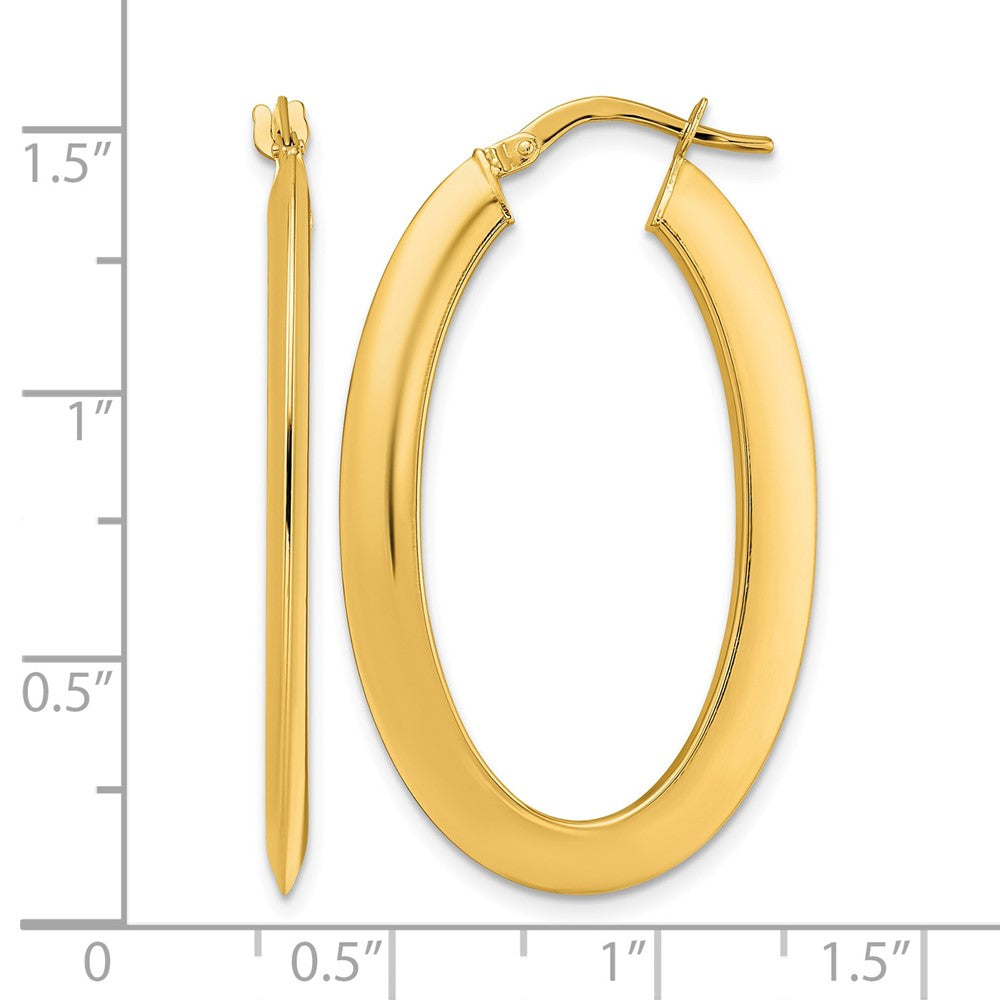 14K Polished Oval Hoop Earrings