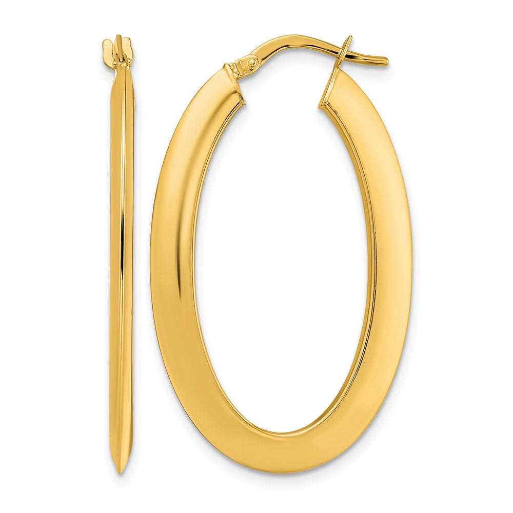 14K Polished Oval Hoop Earrings