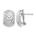 14k White Gold Polished Quilted Omega Back Post Earrings