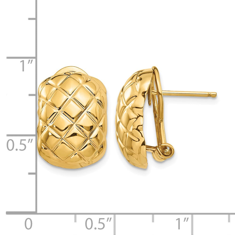 14k Polished Quilted Omega Back Post Earrings