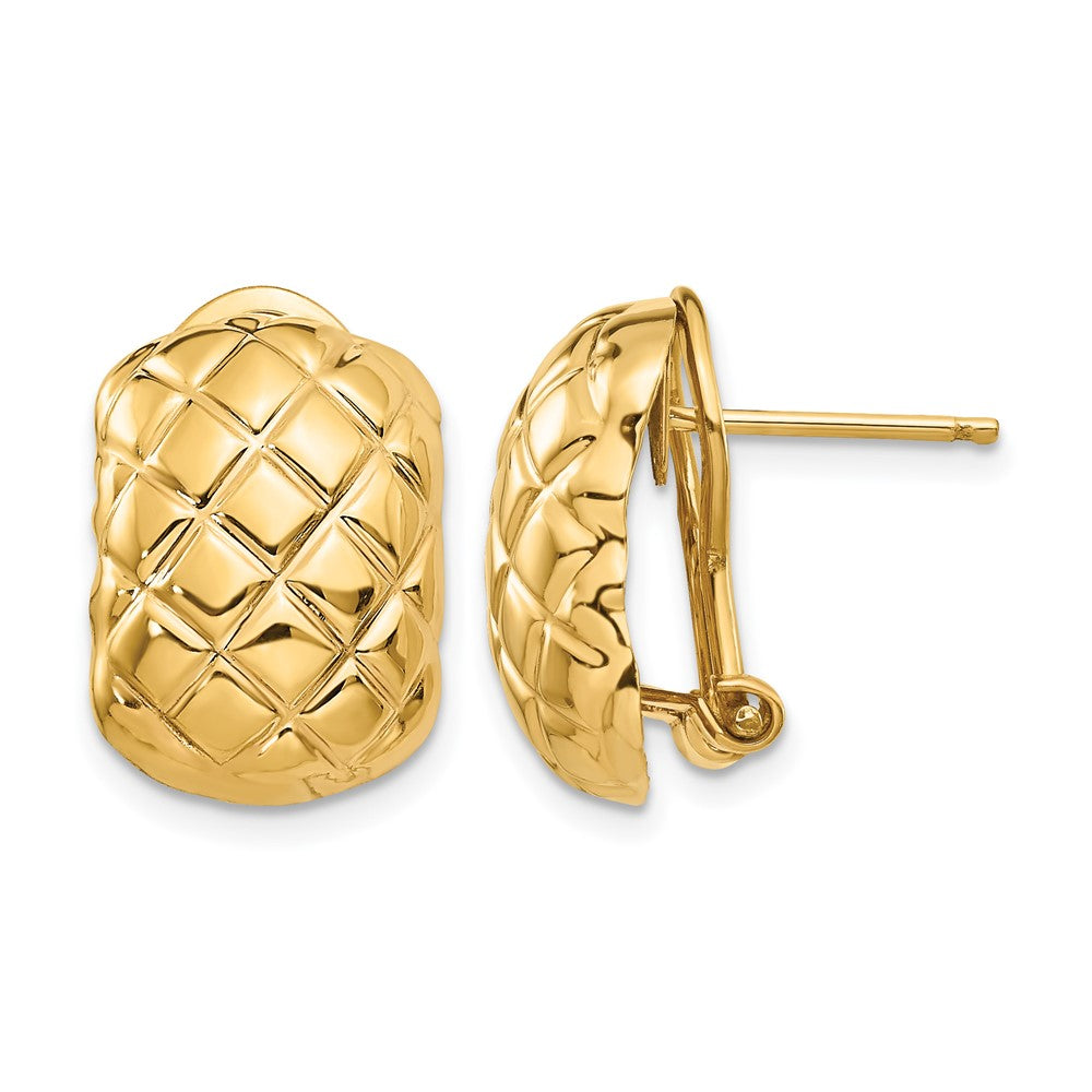 14k Polished Quilted Omega Back Post Earrings