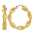 14K Polished & Greek Satin Twisted Hoop Earrings