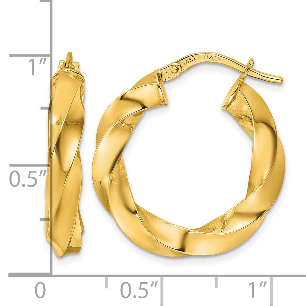 14K Polished Twisted Hoop Earrings