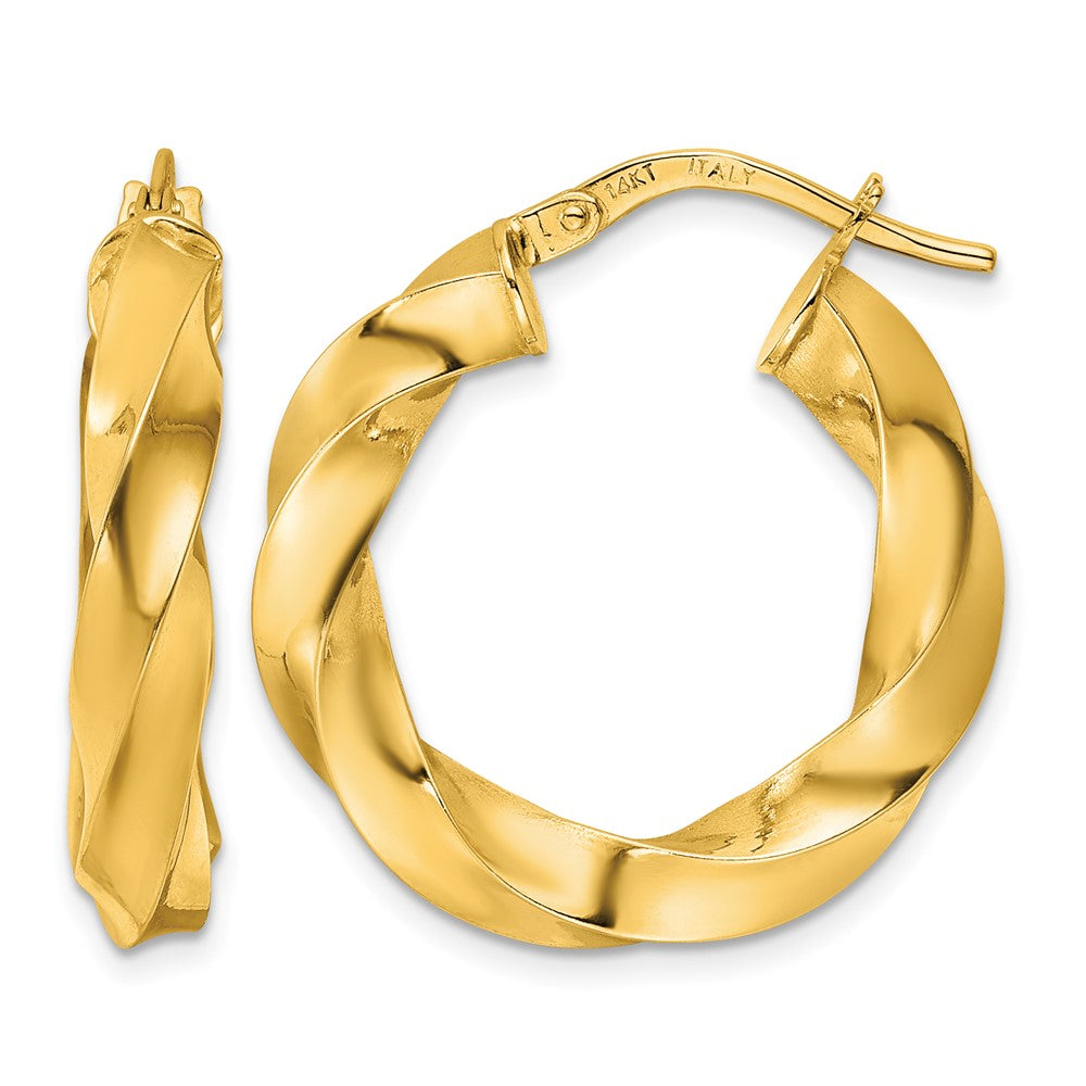 14K Polished Twisted Hoop Earrings