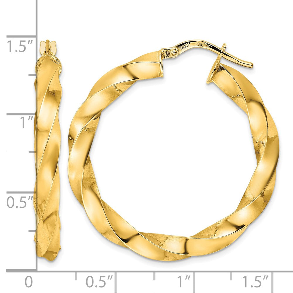 14K Polished Twisted Hoop Earrings