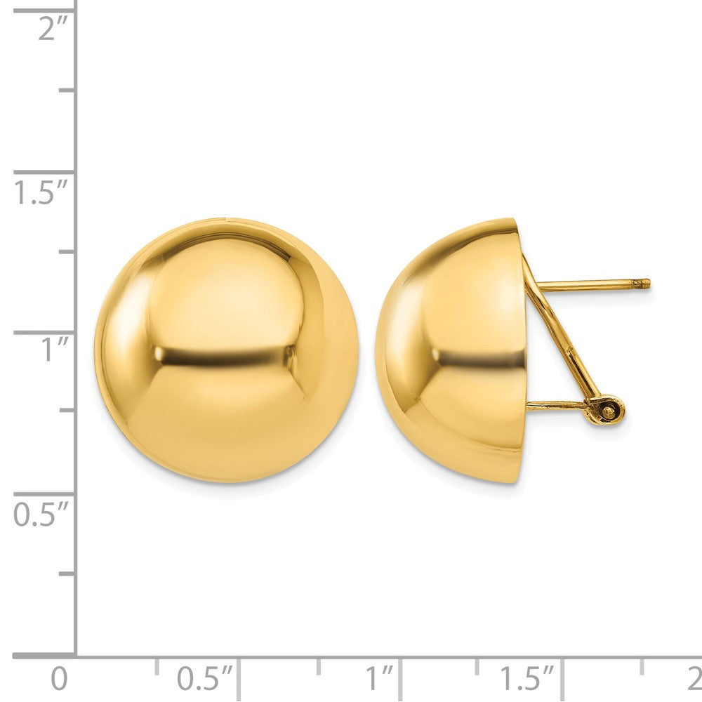 14k Polished Half Ball Omega Back Post Earrings