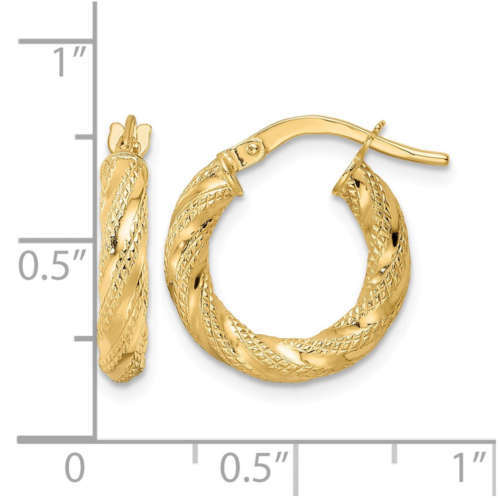 14K Polished Twisted Hoop Earrings