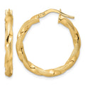 14K Brushed and Polished Twisted Hoop Earrings