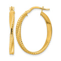 14K Polished Twisted Oval Hoop Earrings