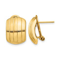14k Polished Ribbed Omega Back Post Earrings