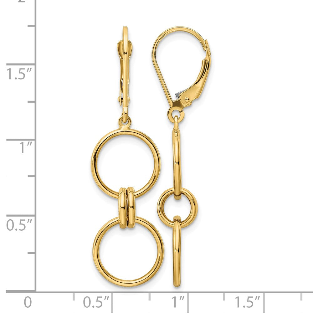 14k Circle Dangle Leverback Earrings