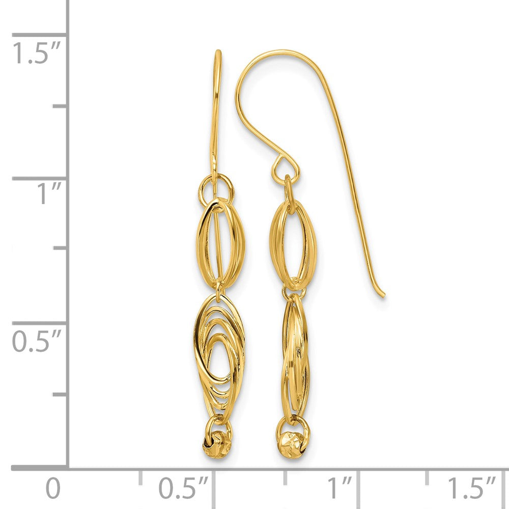 14K Oval Link Dangle Earrings