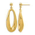 14K Polished Hollow Oval Hollow Post Dangle Earrings