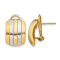 14k & Rhodium Ribbed Omega Back Post Earrings