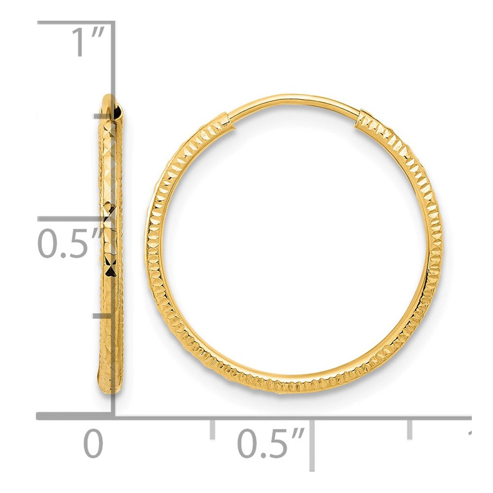14k D/C 1.50mm Endless Hoop Earrings