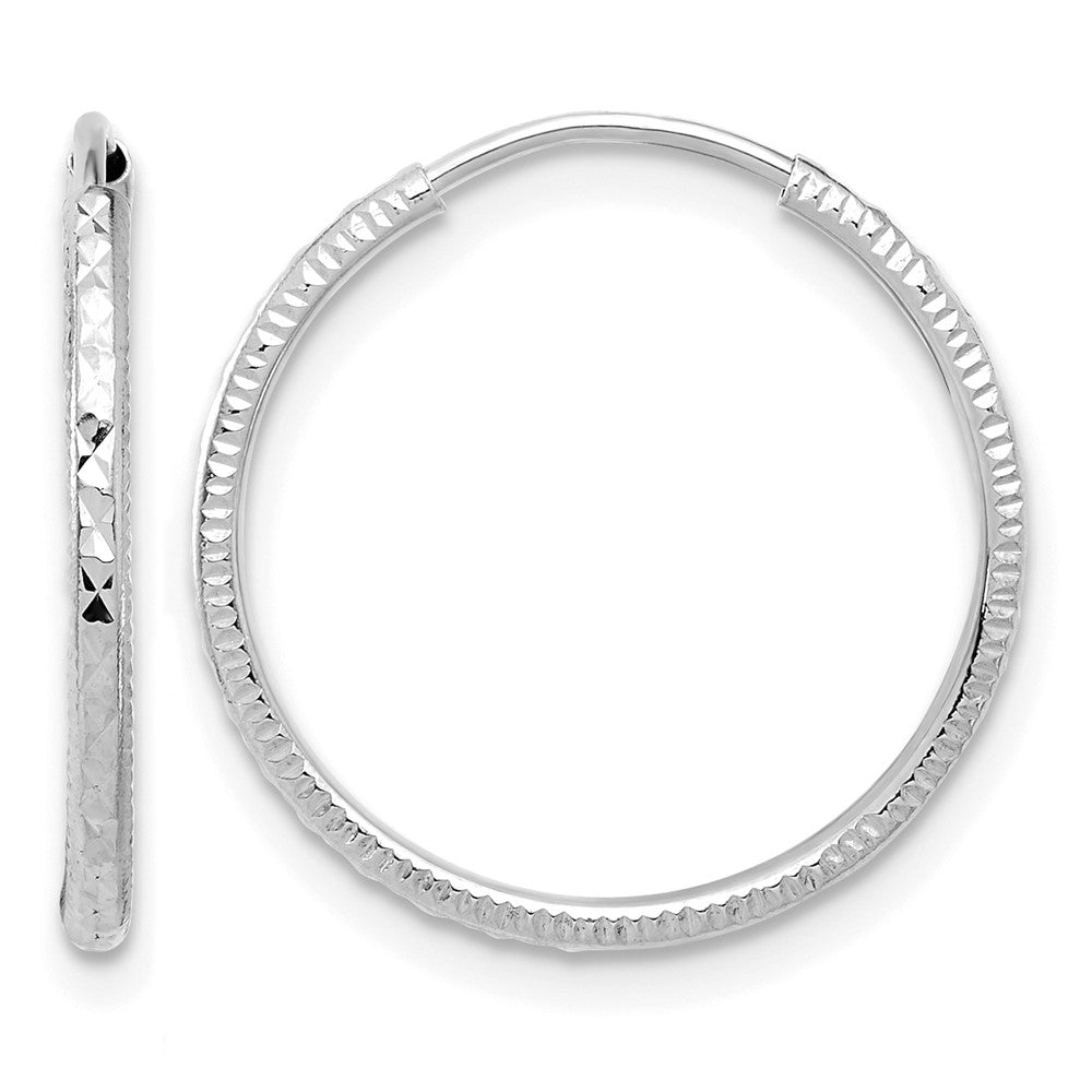 14k White Gold D/C 1.50mm Endless Hoop Earrings