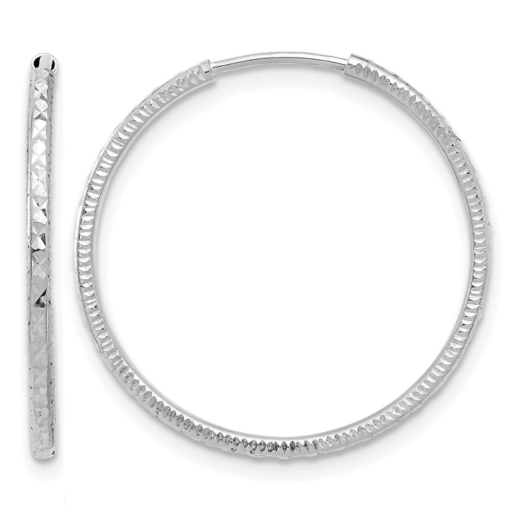14k White Gold D/C 1.50mm Endless Hoop Earrings