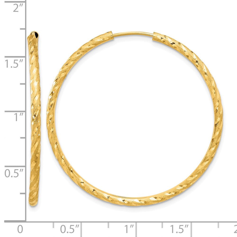 14k Polished and Satin D/C 2.00mm Endless Hoop Earrings