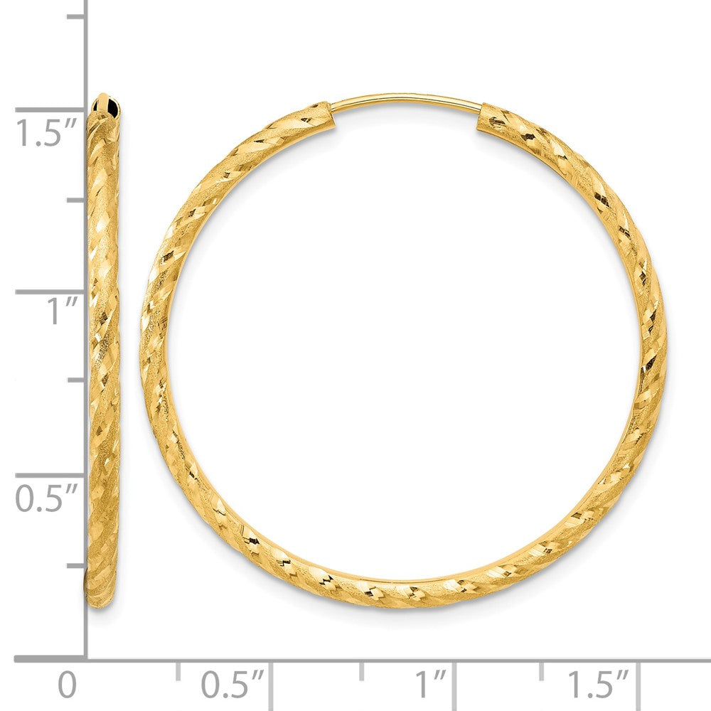 14k Polished and Satin D/C 2.00mm Endless Hoop Earrings