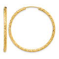 14k Polished and Satin D/C 2.00mm Endless Hoop Earrings