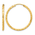 14k Polished and Satin D/C 2.00mm Endless Hoop Earrings