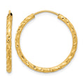 14k Polished and Satin D/C 2.00mm Endless Hoop Earrings
