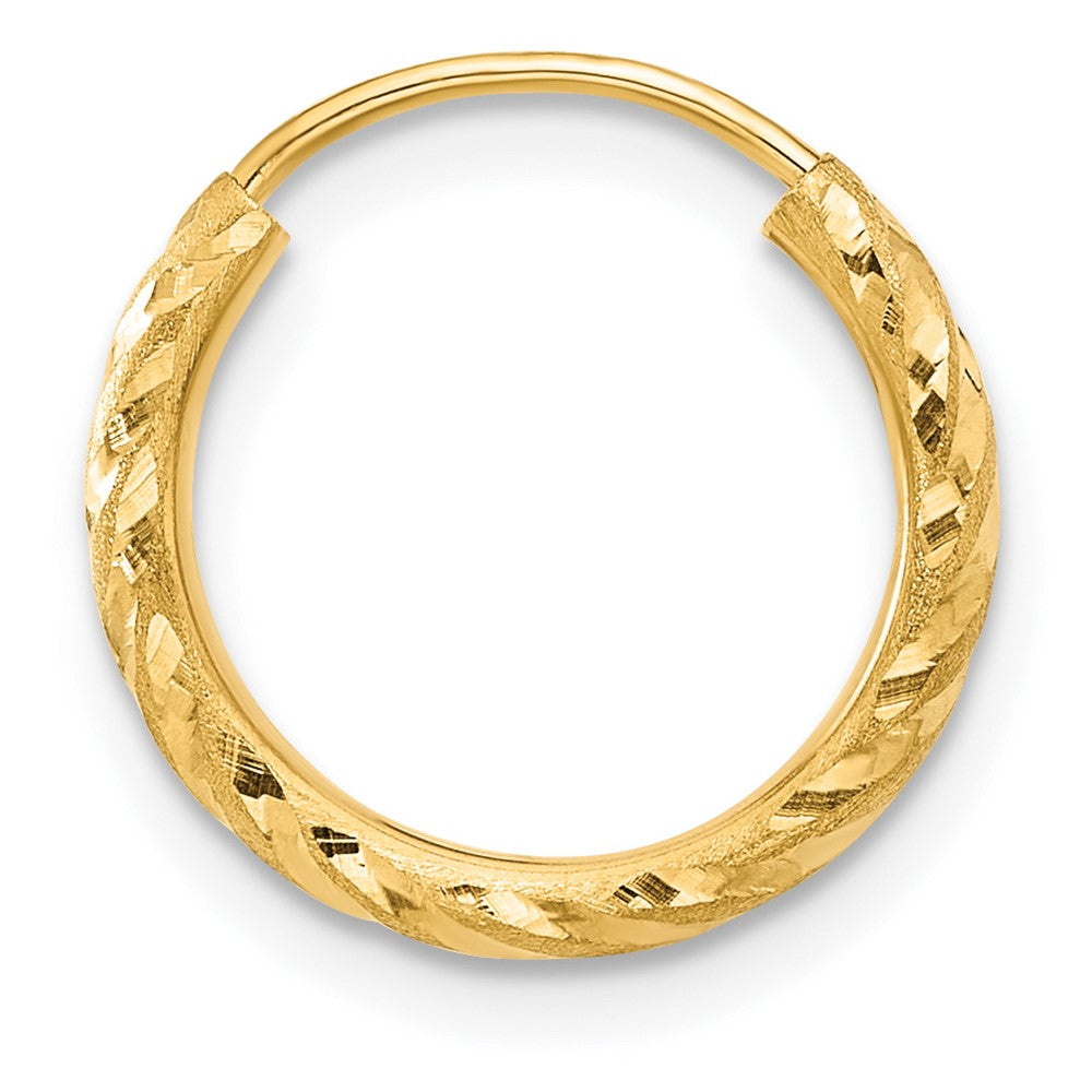 Single 14k Polished and Satin D/C 2.00mm Endless Hoop Earring