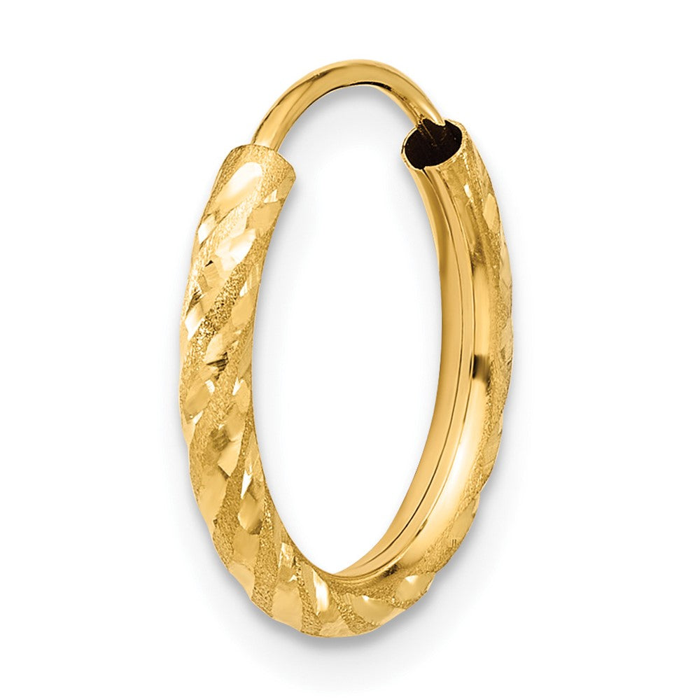 Single 14k Polished and Satin D/C 2.00mm Endless Hoop Earring