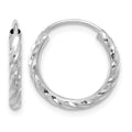 14k White Gold Polished and Satin D/C 2.00mm Endless Hoop Earrings
