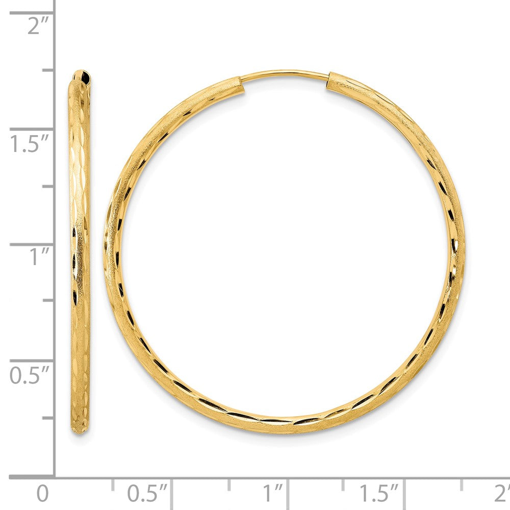 14k Polished and Satin D/C 2.00mm Endless Hoop Earrings